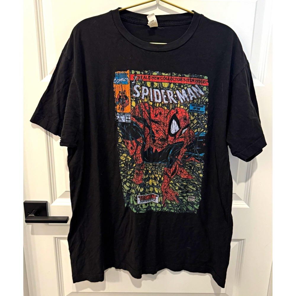 Spider-Man Marvel Comics Men's Graphic T-Shirt XL Black Crew Neck